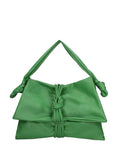 Women's Shoulder Bag - False Design - Genuine Leather