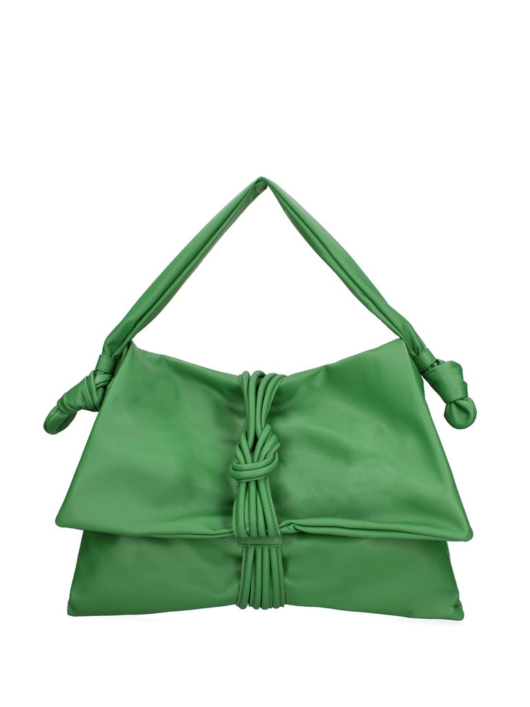 Women's Shoulder Bag - False Design - Genuine Leather
