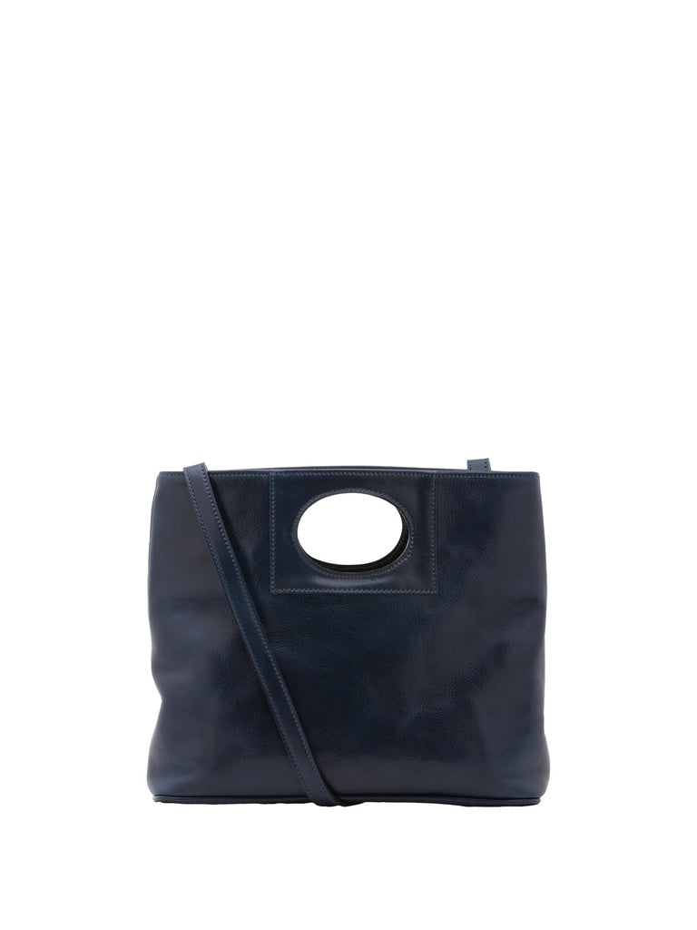 Women's Shoulder Bag - False Design - Genuine Leather