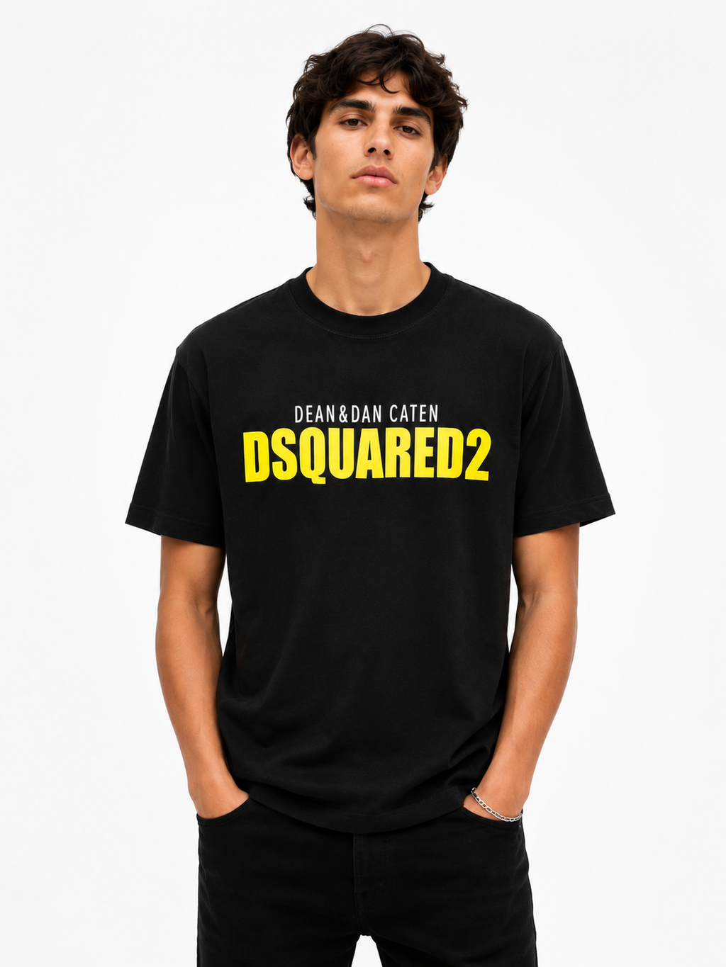 Dsquared2 T-Shirt Uomo Nero/Giallo