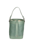 Women's Bucket Bag - Lisbeth Model - Leather & Fabric Mix