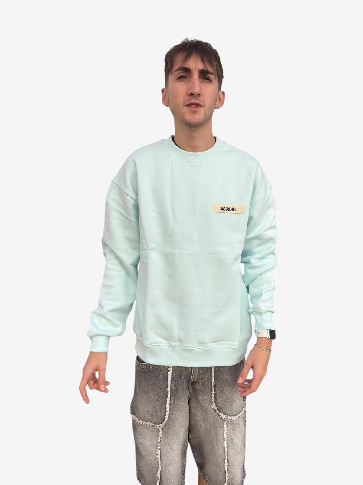 JACQUEMUS Sudadera Hombre Marfil Algodón Cuello Redondo