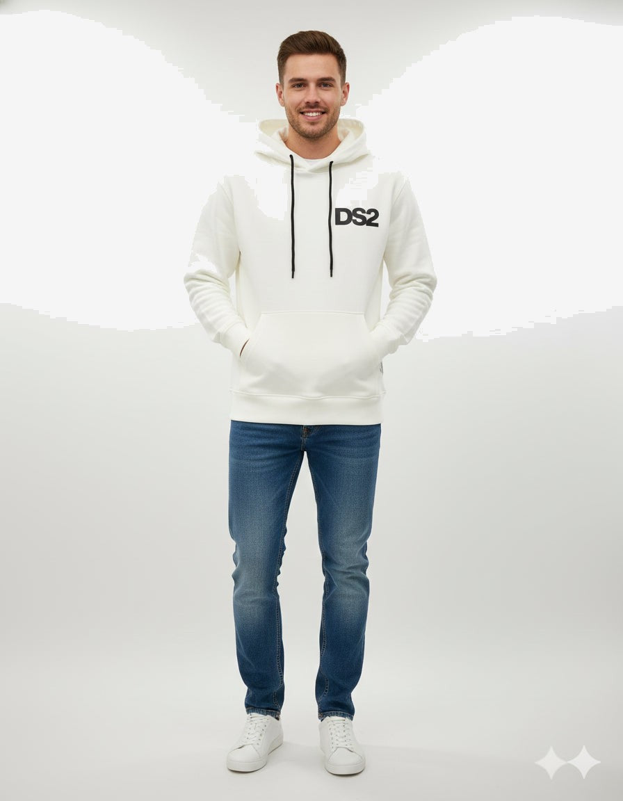 DS2 Felpa Uomo Bianco Cotone