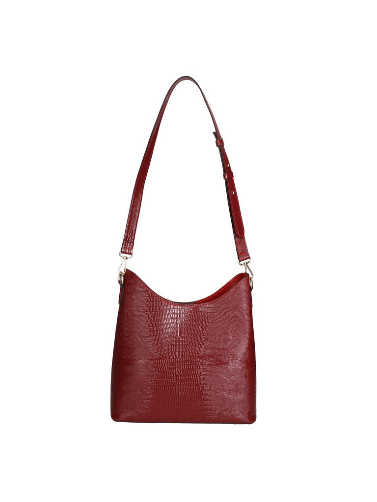 Women's Shoulder Bag - Carmine Model - Genuine Leather
