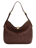 Women's Shoulder Bag - Tabru Design - Straw & Leather