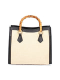Women's Handbag - Aella Model - Straw & Genuine Leather