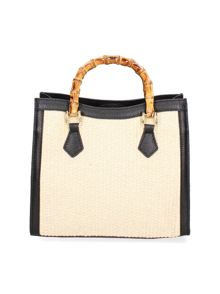 Women's Handbag - Aella Model - Straw & Genuine Leather