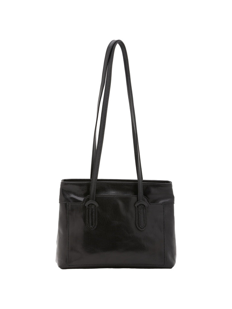 Women's Shoulder Bag - False Design - Genuine Leather