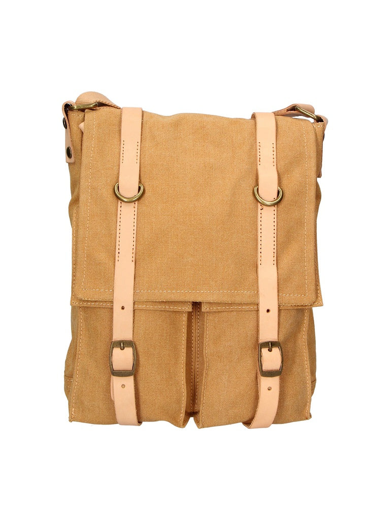 Unisex Shoulder Bag - Milena Model - Canvas & Genuine Leather