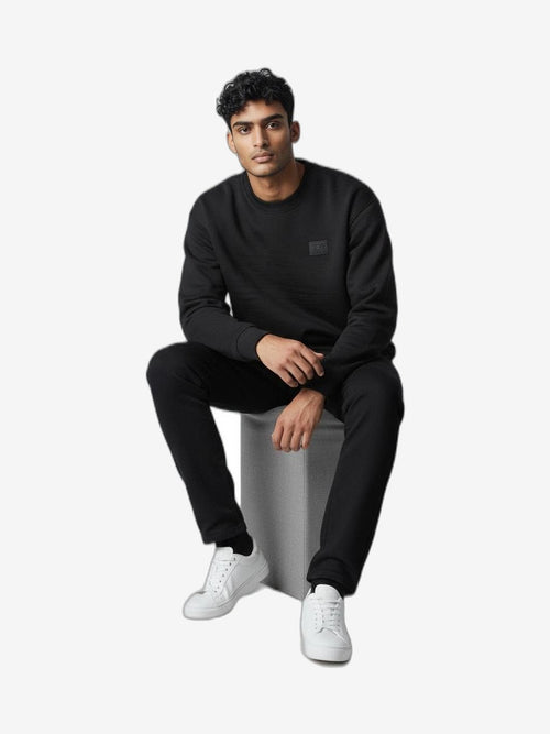 ICEBERG Sudadera Hombre Negro Algodón Cuello Redondo
