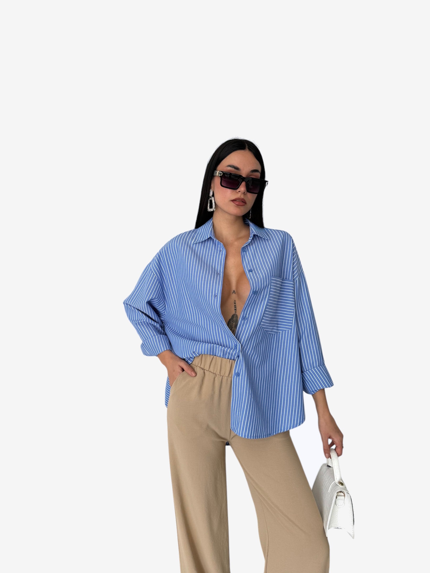 LONCA Camicie Donna Blu Cotone
