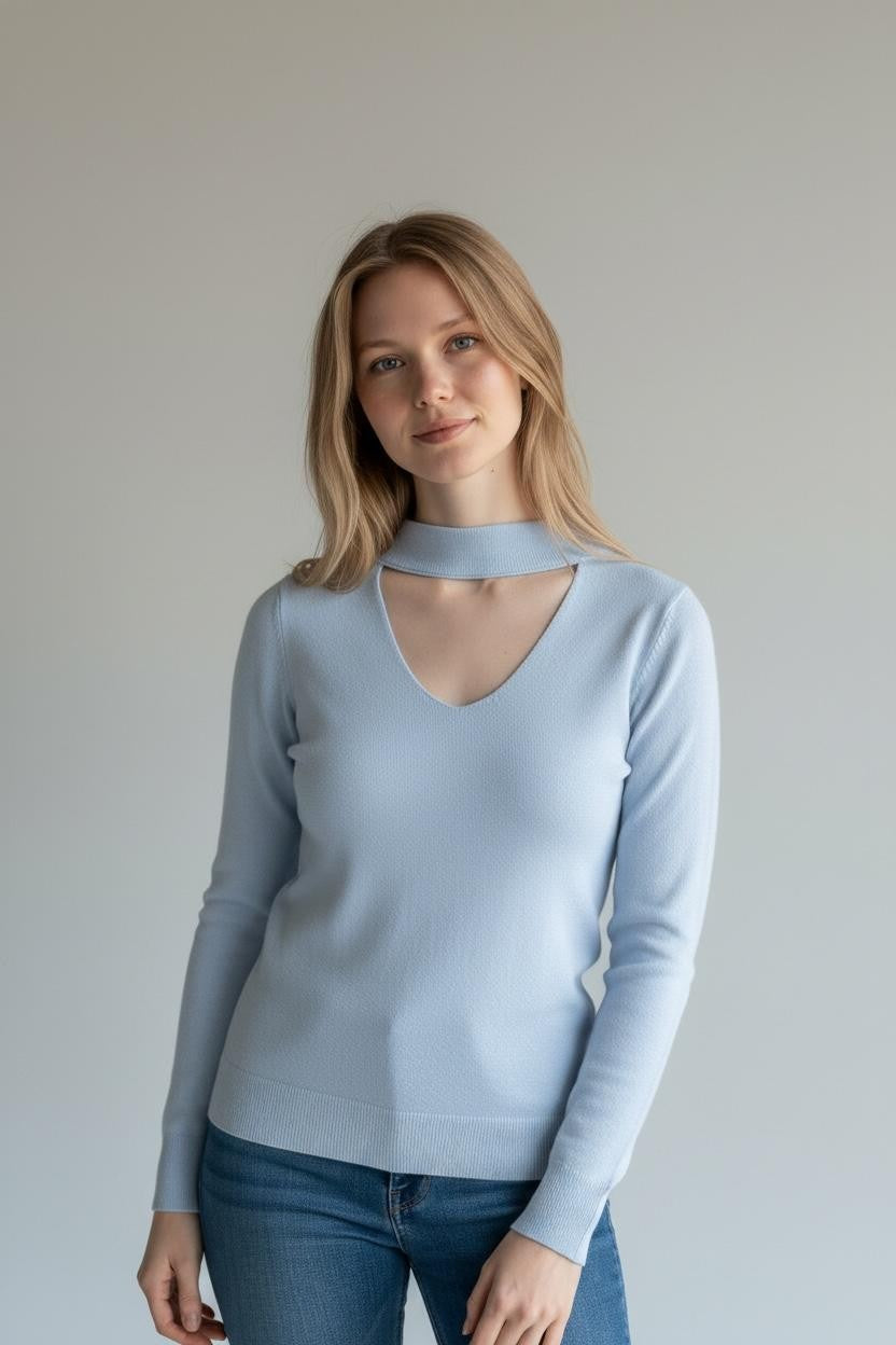 MARIUCCIA MILANO Girocollo Con Pistagna Donna Blu Cotone Girocollo