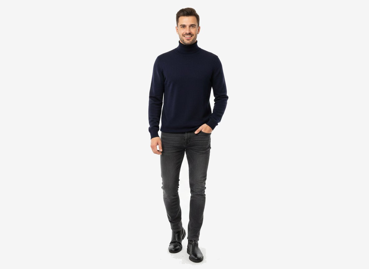 ICEBERG Dolcevita Uomo Bleumarine Cotone Collo Alto