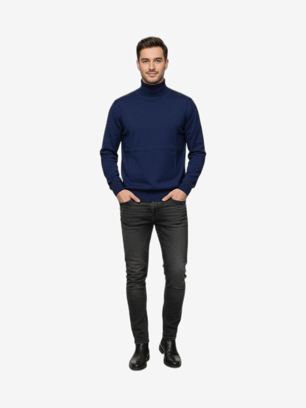 ICEBERG Rollkragenpullover Herren Blau Baumwolle Hochkragen