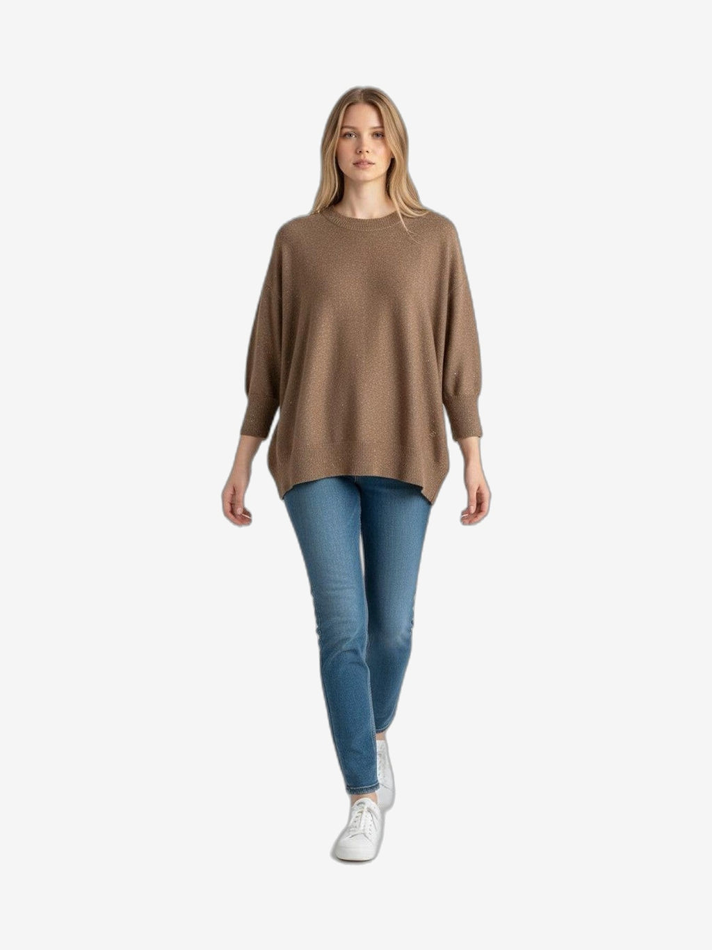 FRESH FLOWER Rundhals Damen Graubraun Rundhals