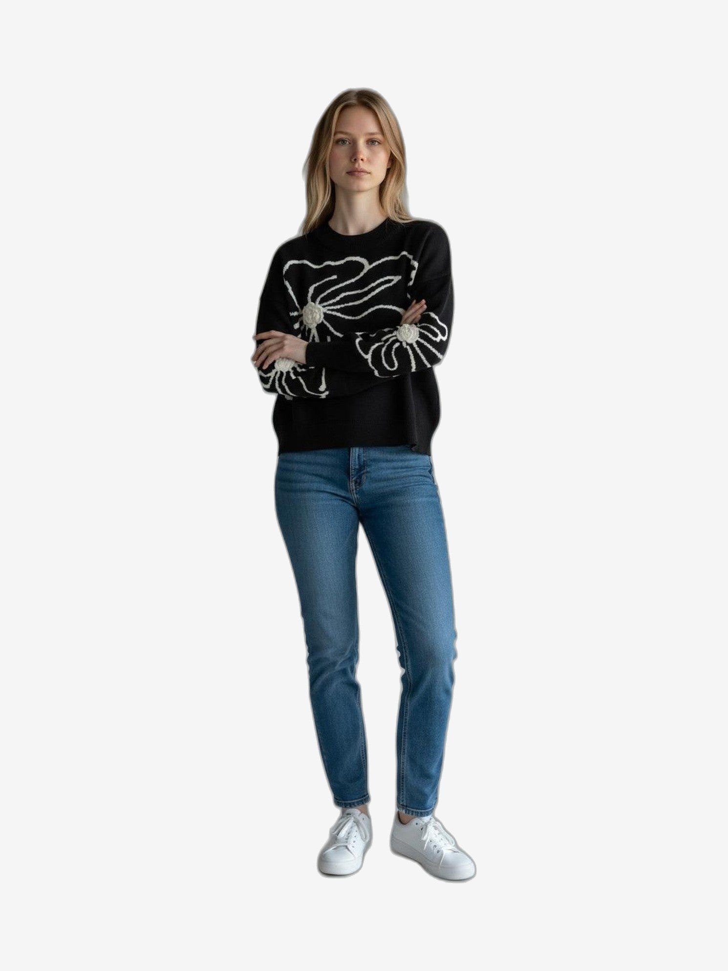 FRESH FLOWER Girocollo Donna Nero Girocollo