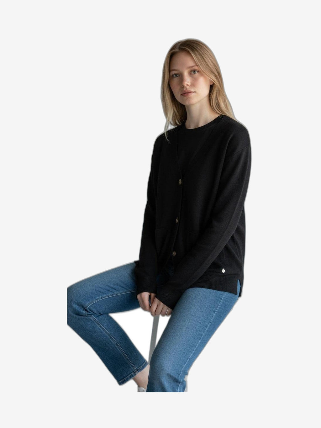 FRESH FLOWER Cardigan Damen Schwarz Baumwolle