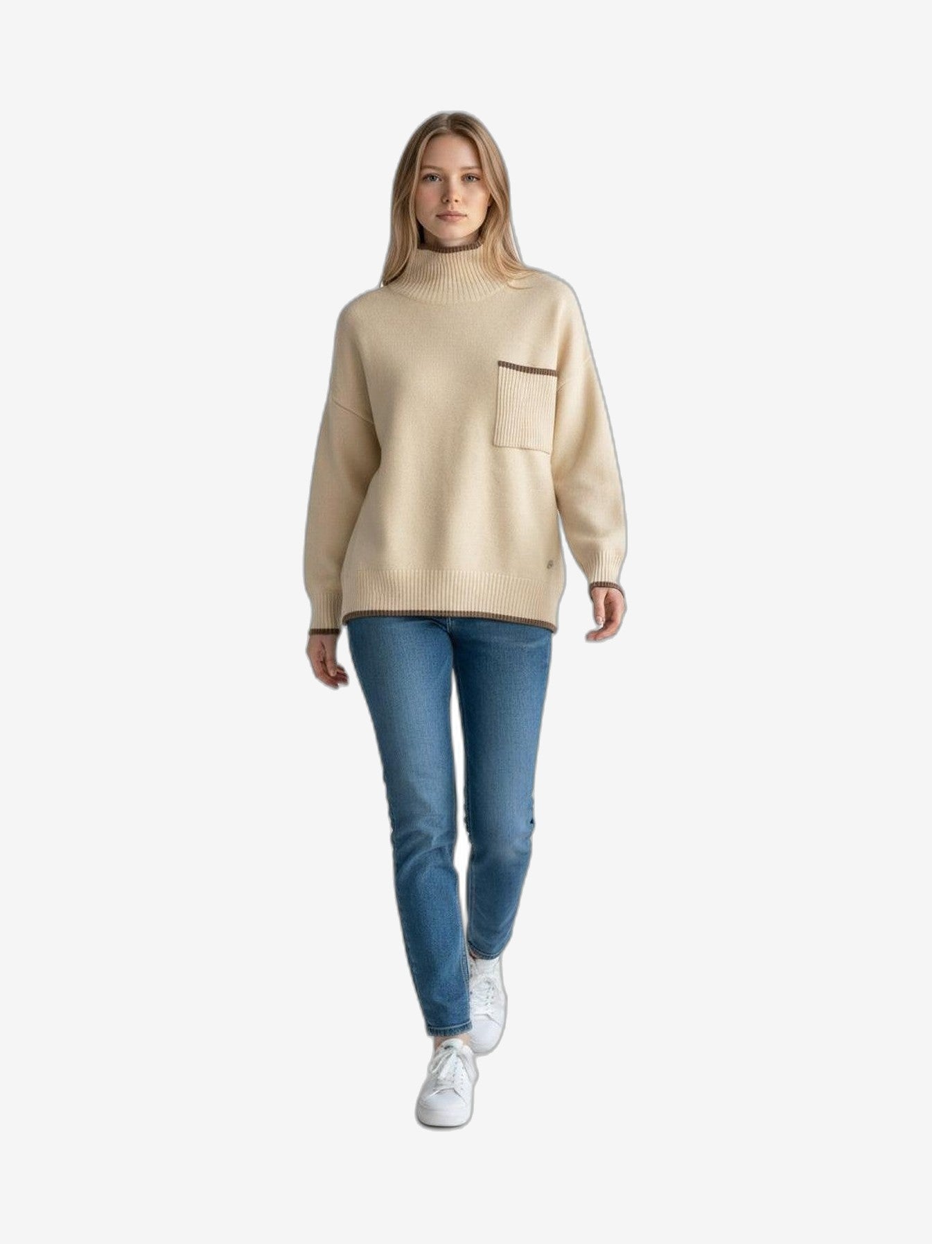 FRESH FLOWER Dolcevita Damen Natur/Taupe Stehkragen