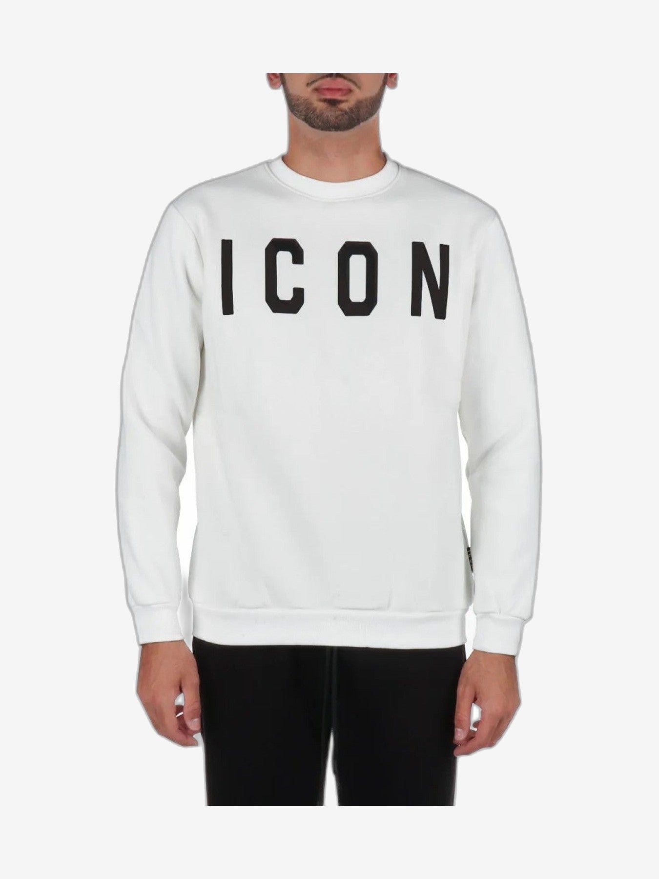 ICON Felpa Uomo Bianco Cotone Girocollo