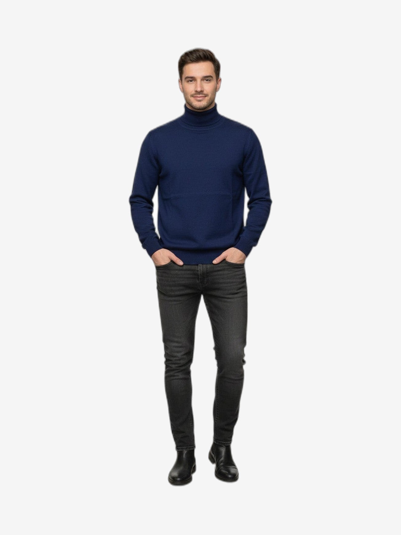 ICEBERG Rollkragenpullover Herren Blau Baumwolle Hochkragen