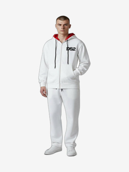 DS2 Felpa Con Zip Unisex Bianco Cotone