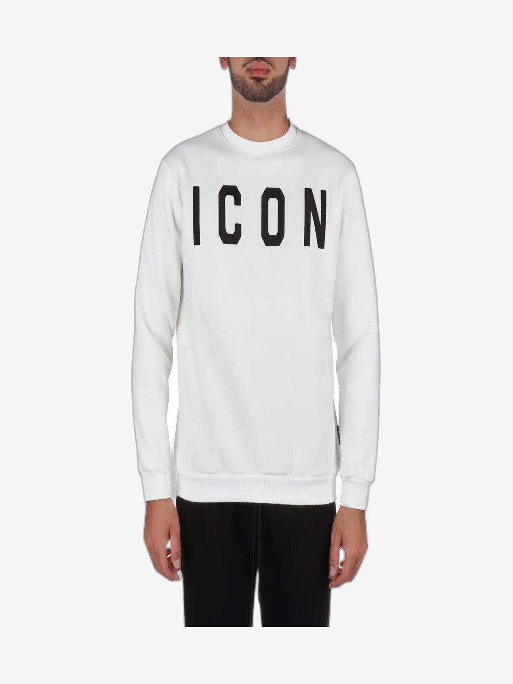 ICON Felpa Uomo Bianco Cotone Girocollo