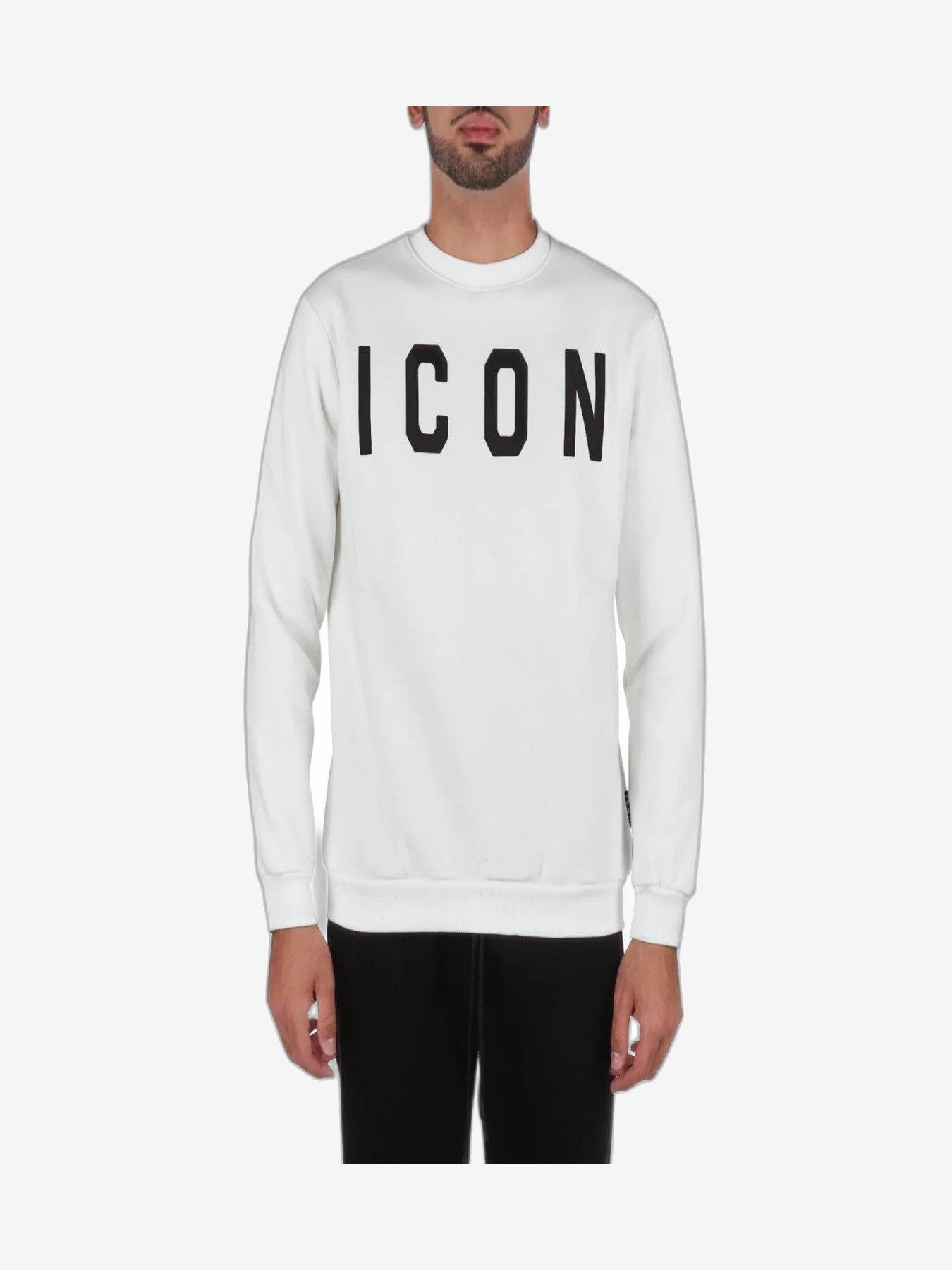ICON Felpa Uomo Bianco Cotone Girocollo