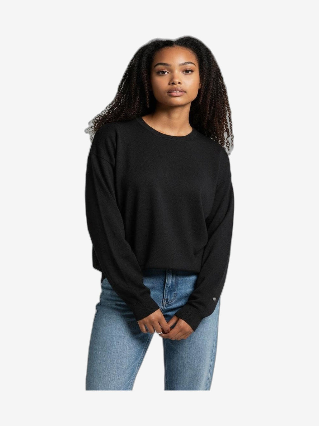 FRESH FLOWER Rundhals Damen Schwarz Rundhals