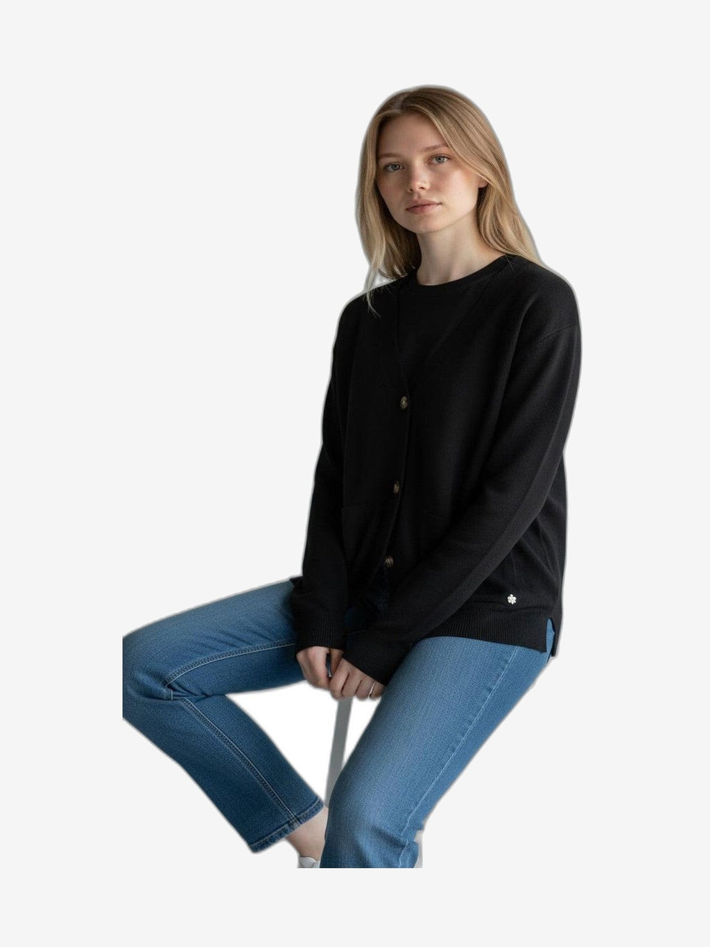 FRESH FLOWER Cardigan Damen Schwarz Baumwolle