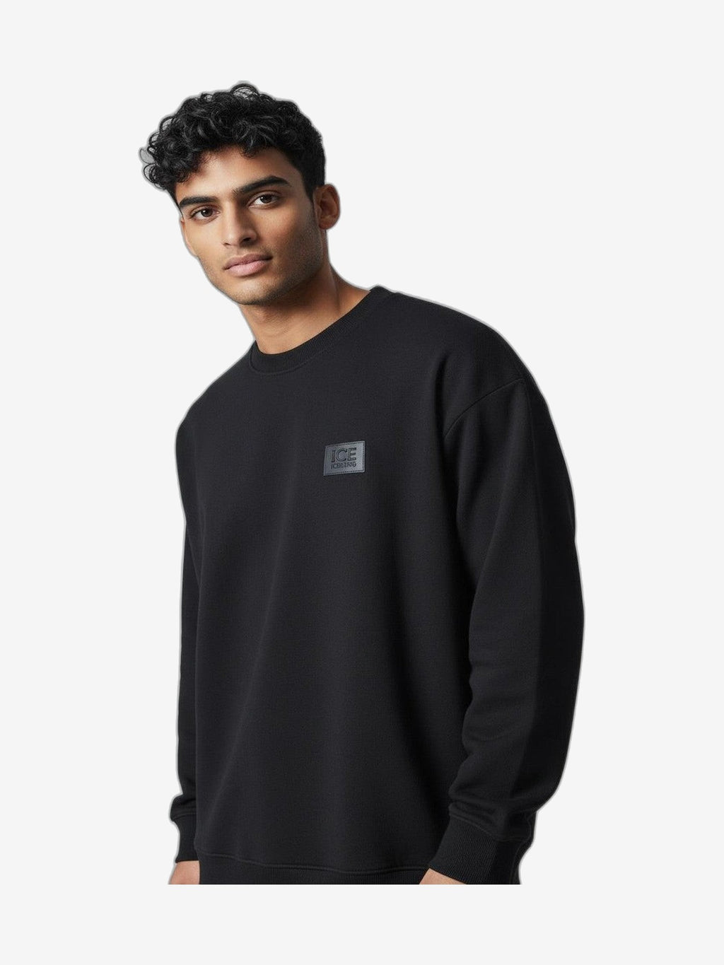 ICEBERG Felpa Uomo Nero Cotone Girocollo