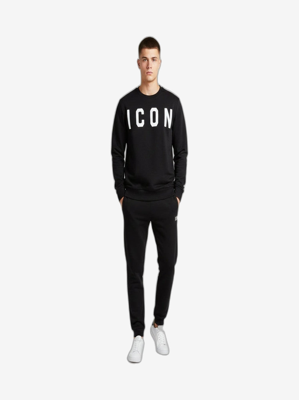 ICON Felpa Unisex Nero Cotone Girocollo