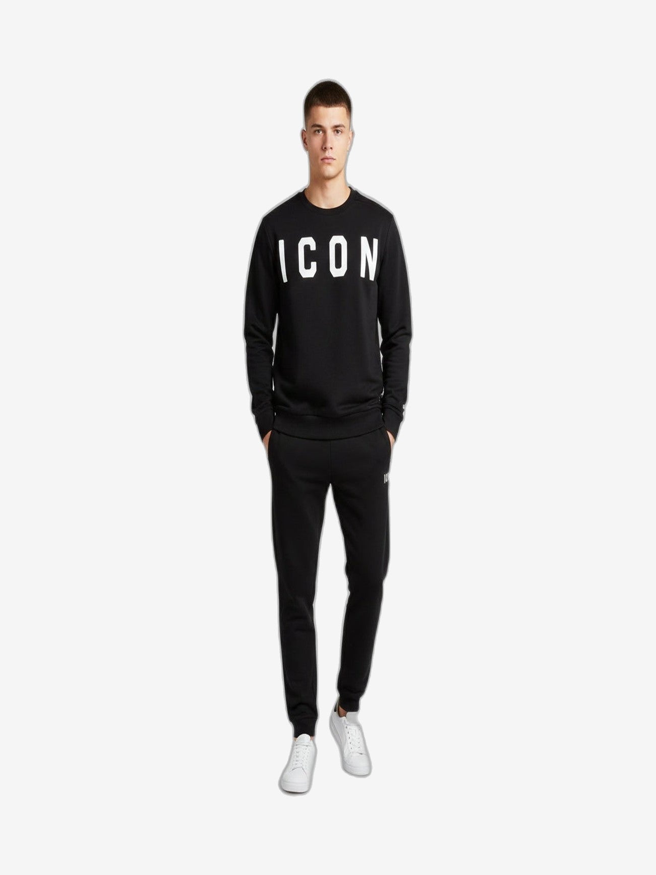 ICON Felpa Unisex Nero Cotone Girocollo