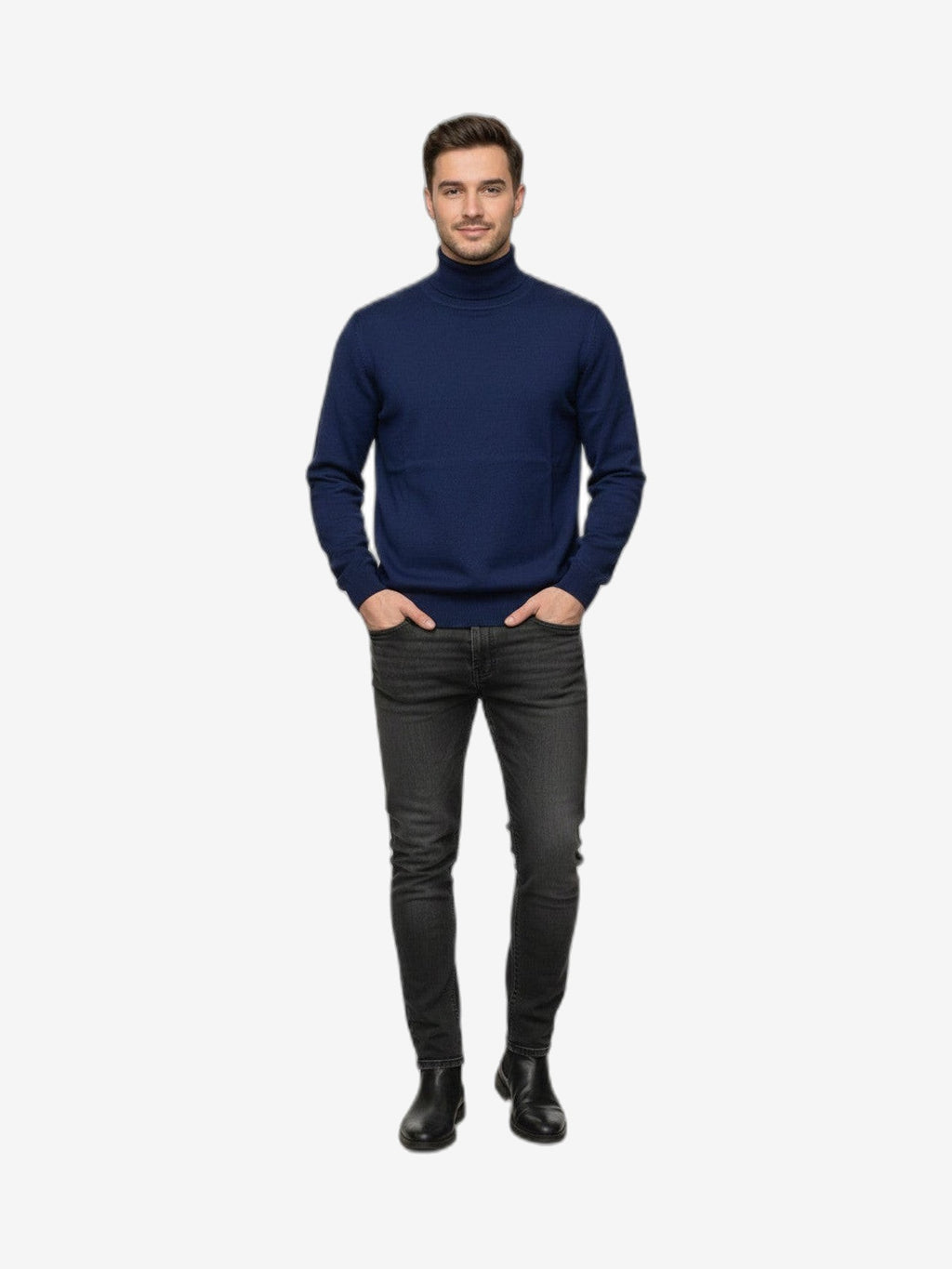 ICEBERG Rollkragenpullover Herren Blau Baumwolle Hochkragen