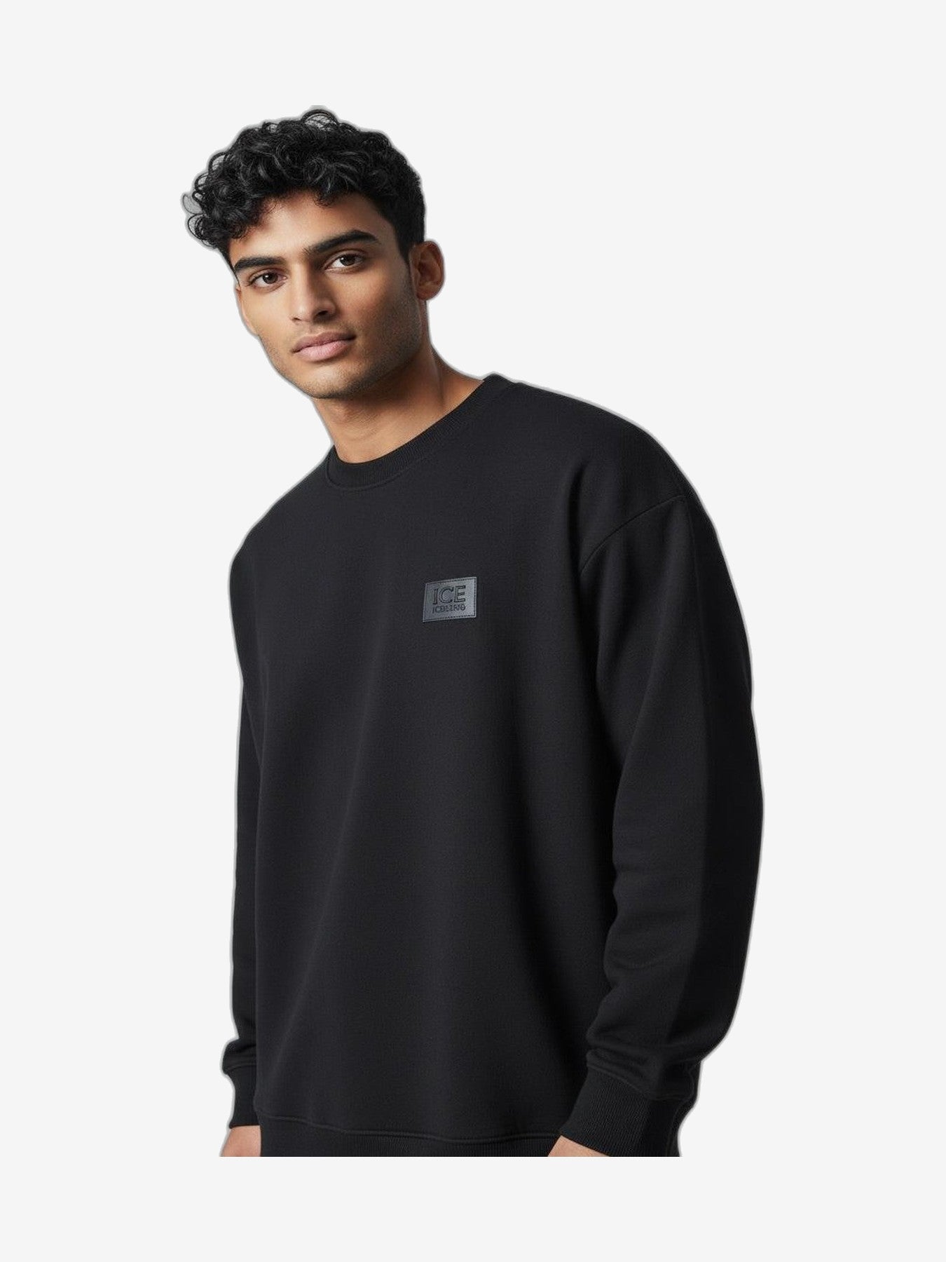 ICEBERG Felpa Uomo Nero Cotone Girocollo