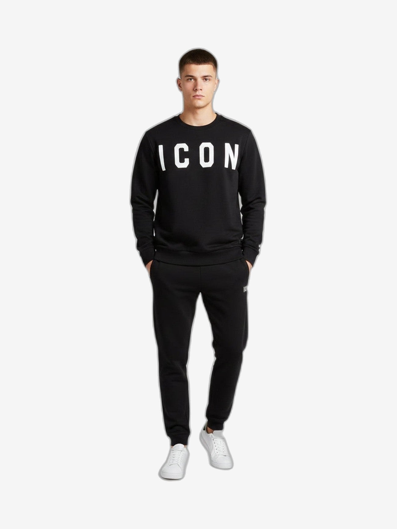 ICON Felpa Unisex Nero Cotone Girocollo
