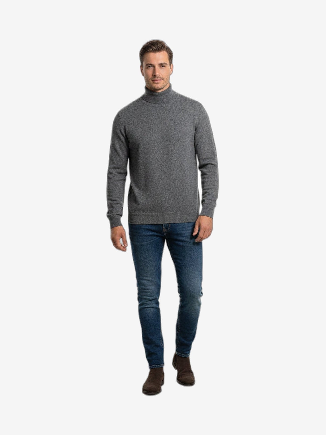 ICEBERG Rollkragenpullover Herren Grau Baumwolle Stehkragen