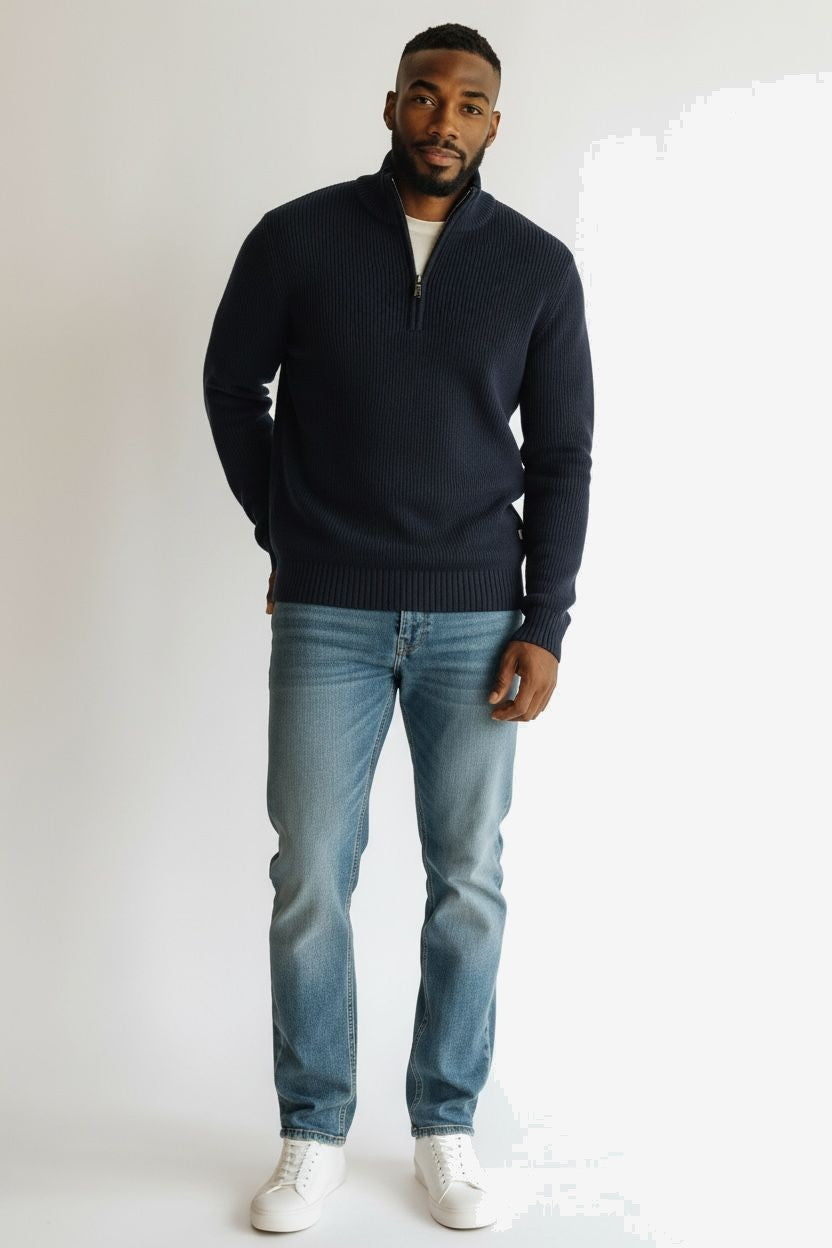 ICEBERG Lupetto Uomo Blu Navy Lana Collo Alto