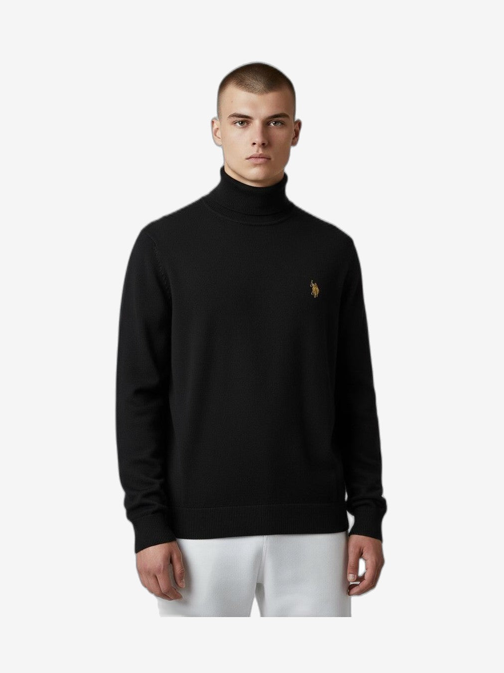 U.S. POLO Maglieria Uomo Nero Cotone Collo Alto