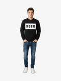 Sweat-shirt MSGM Homme Noir Coton Col Rond
