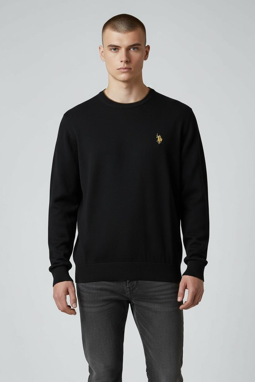U.S. POLO Maglieria Uomo Nero Cotone Girocollo