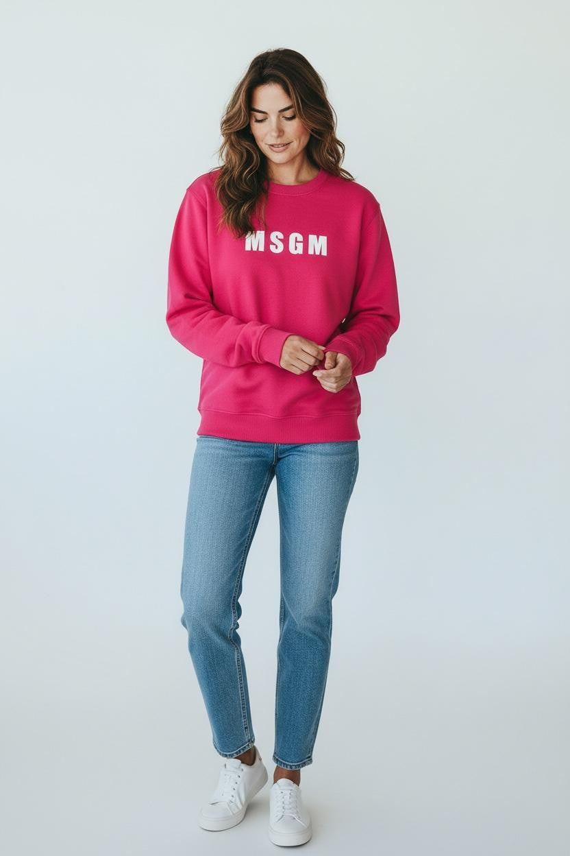 MSGM Damen-Sweatshirt Rosa Baumwolle Rundhals