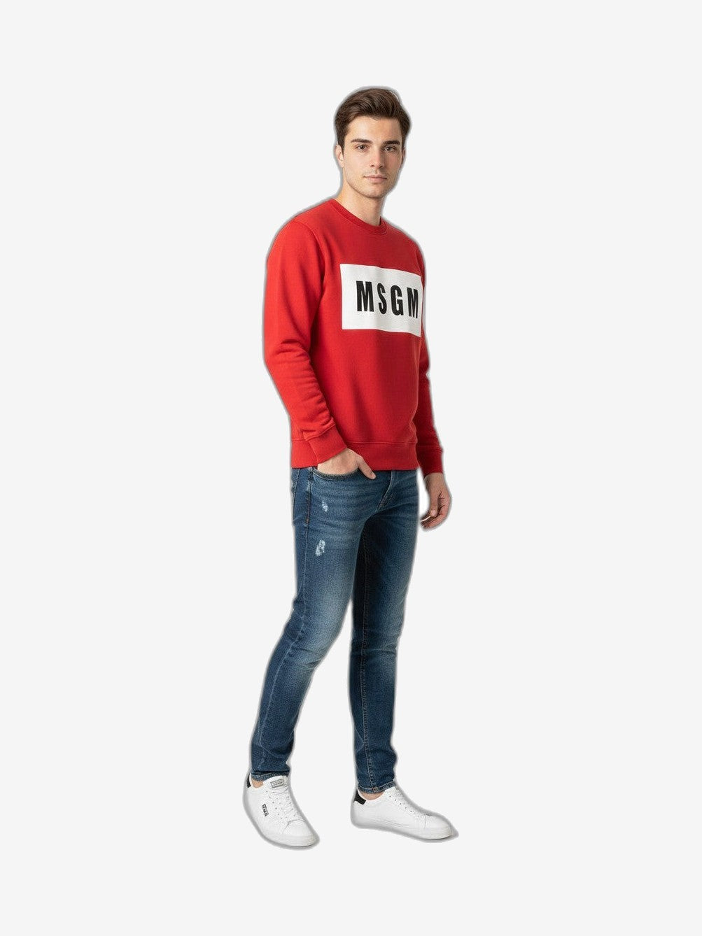 MSGM Felpa Uomo Nero Cotone Girocollo