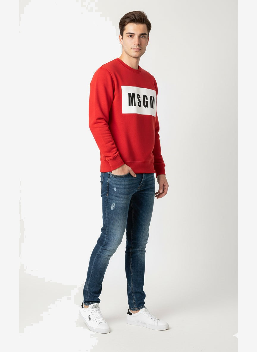 Sweat-shirt MSGM Homme Noir Coton Col Rond