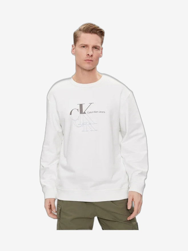 CALVIN KLEIN Felpa Uomo Bianco Cotone