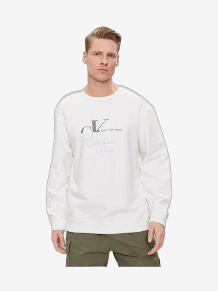 CALVIN KLEIN Felpa Uomo Bianco Cotone