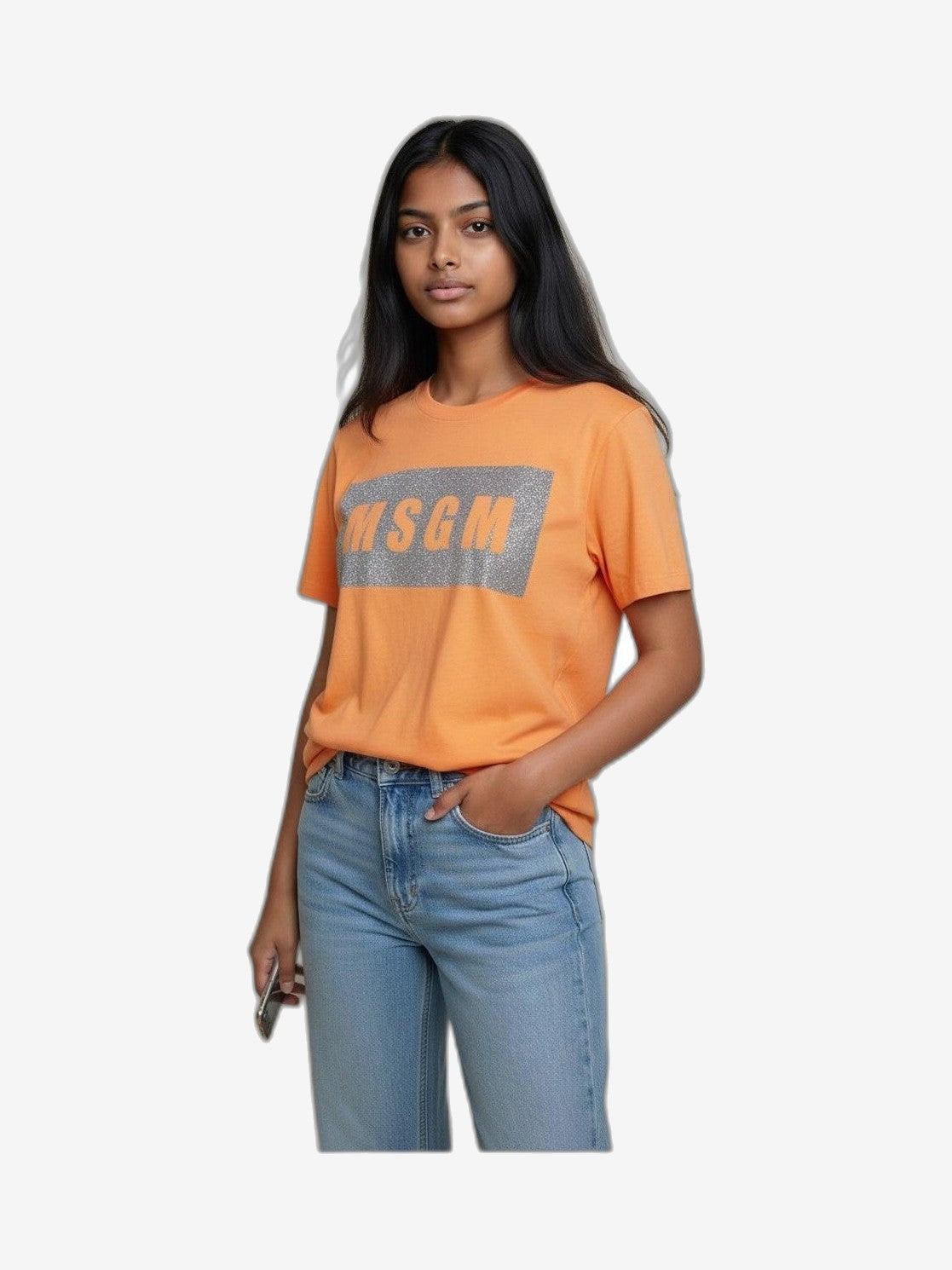 MSGM T-Shirt Damen Orange Baumwolle