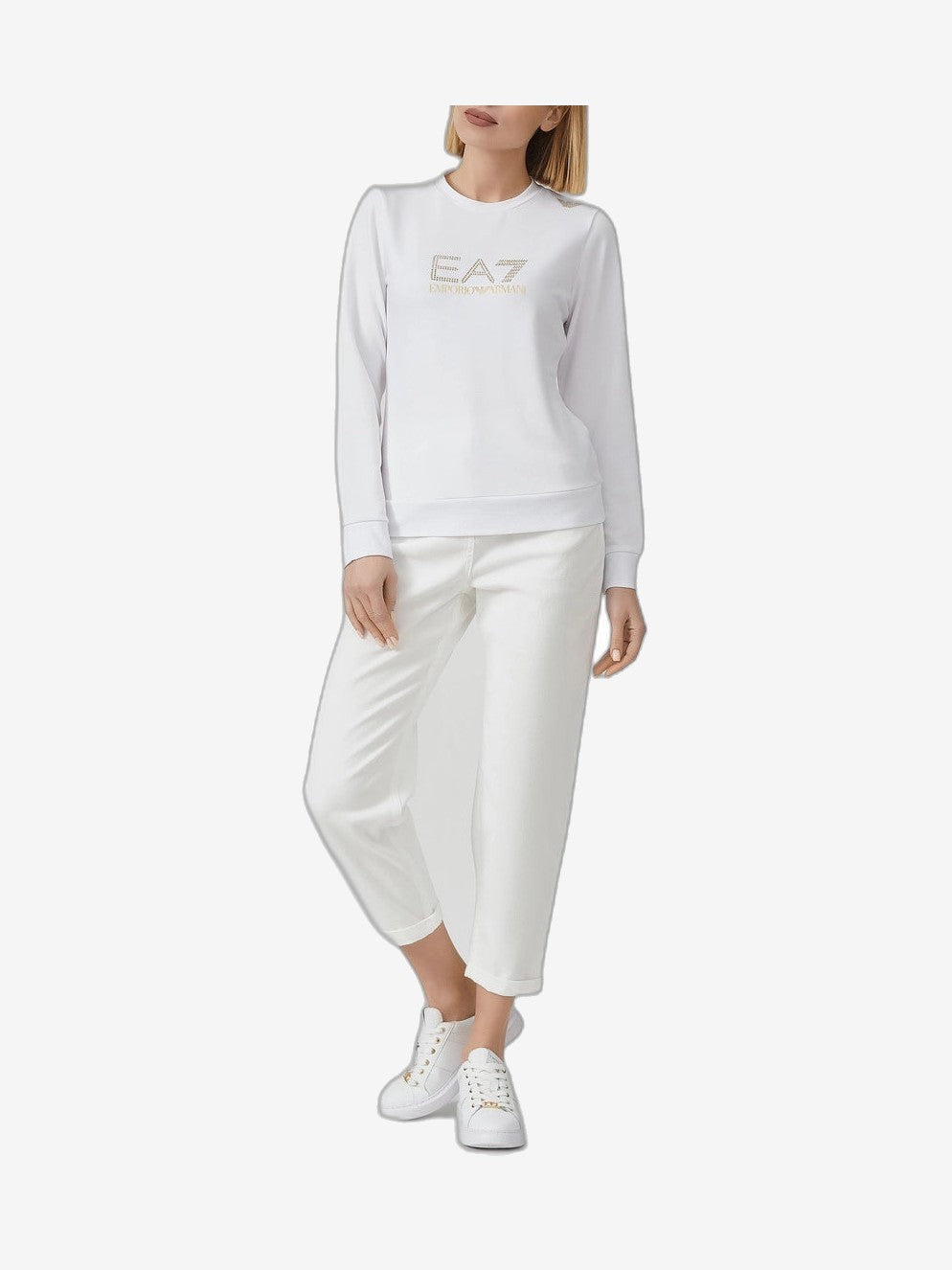 EA7 Felpa Donna Bianco Felpa Girocollo