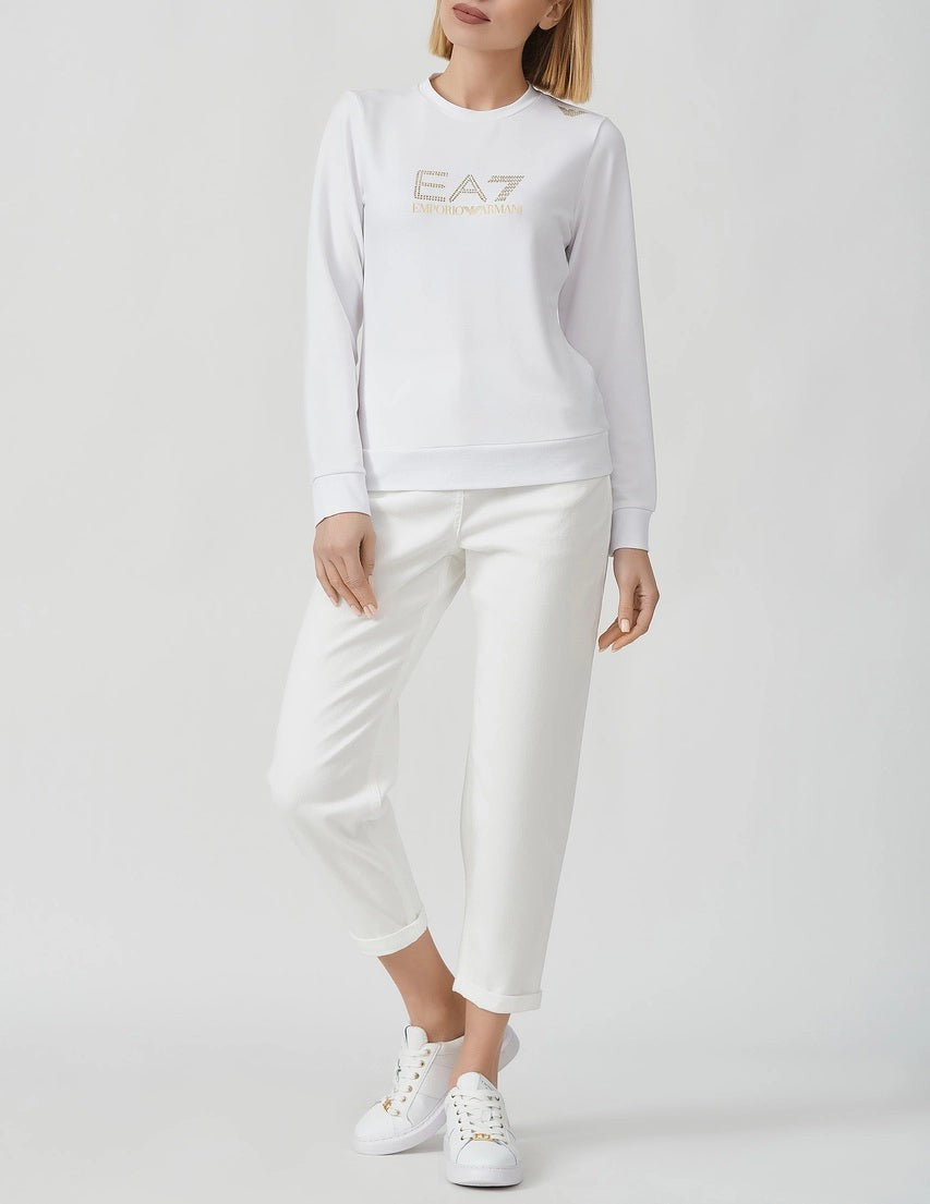 EA7 Damen Sweatshirt Weiß Rundhals-Sweatshirt