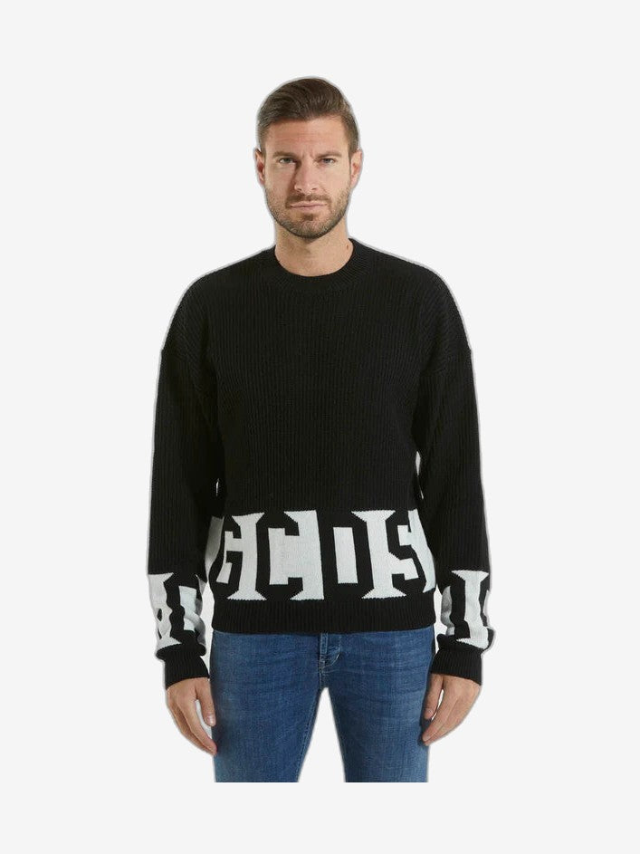 GCDS Pull Homme Noir Laine