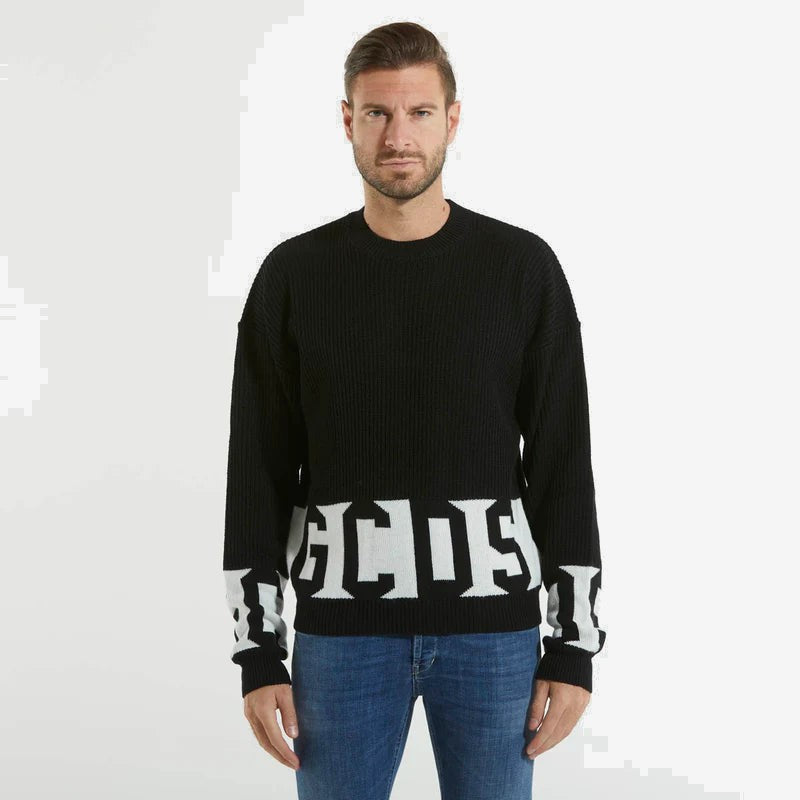GCDS Pull Homme Noir Laine